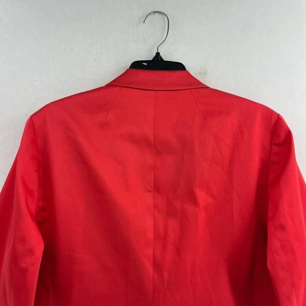 Lands' End Blazer Women's Sz 14 Red One-Button Single-Breasted Striped Lining - Picture 11 of 12